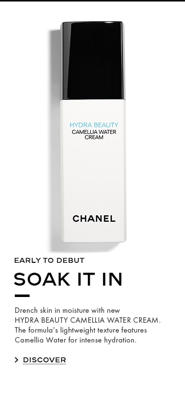 EARLY TO DEBUT SOAK IT IN Drench skin in moisture with new HYDRA BEAUTY CAMELLIA WATER CREAM. The formula’s lightweight texture features Camellia Water for intense hydration.