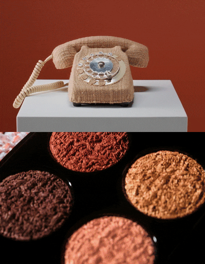 Animating GIF image of everyday objects covered in tweed fabric